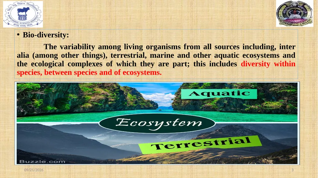 Bio-diversity uses, threats and conservation Dr. - slide 3 of 23
