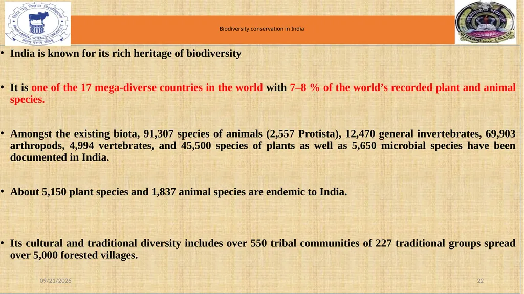 Bio-diversity uses, threats and conservation Dr. - slide 22 of 23