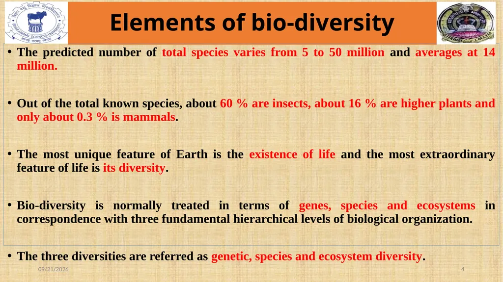 Bio-diversity uses, threats and conservation Dr. - slide 4 of 23