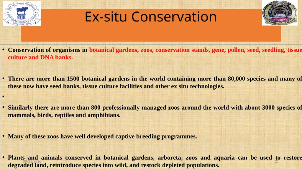 Bio-diversity uses, threats and conservation Dr. - slide 21 of 23