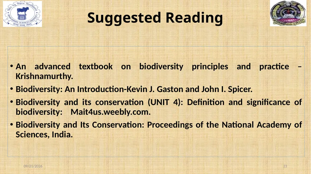 Bio-diversity uses, threats and conservation Dr. - slide 23 of 23