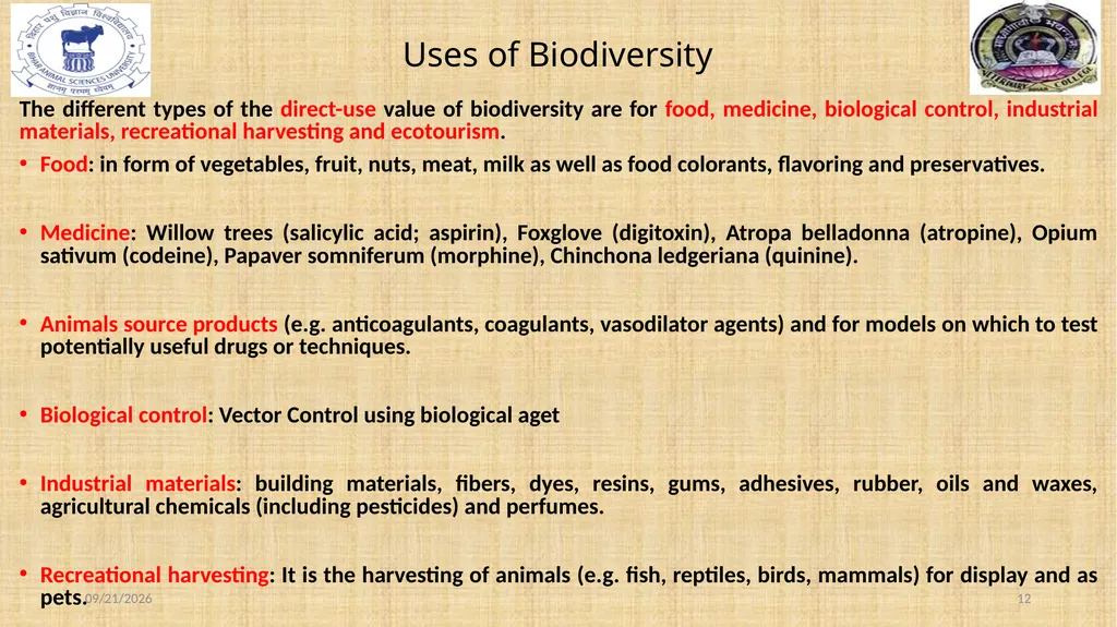Bio-diversity uses, threats and conservation Dr. - slide 12 of 23