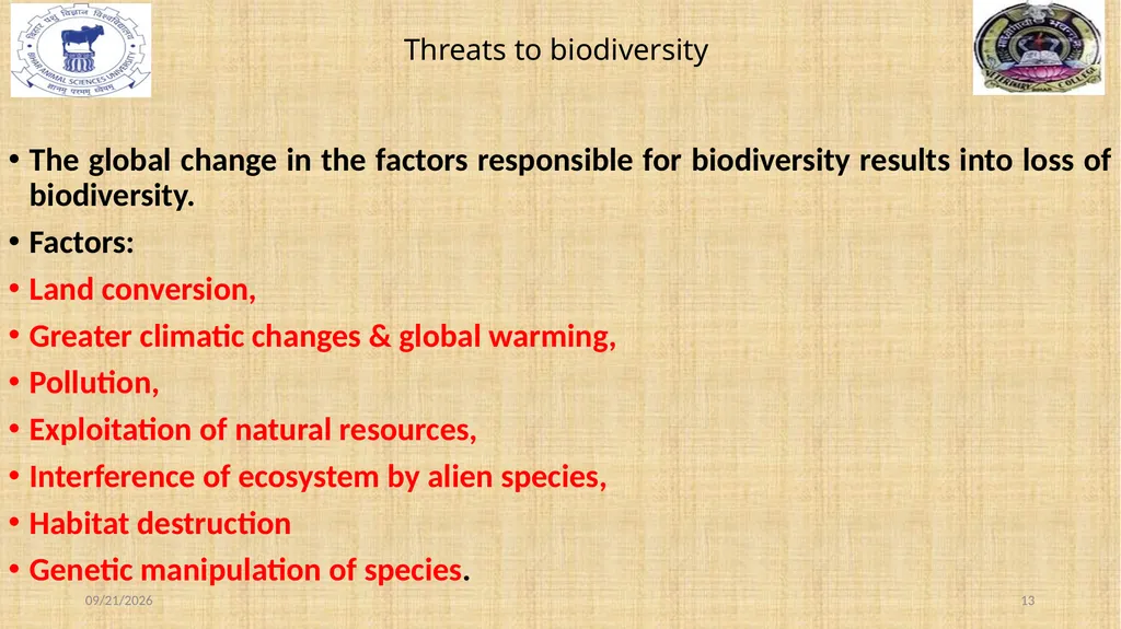 Bio-diversity uses, threats and conservation Dr. - slide 13 of 23