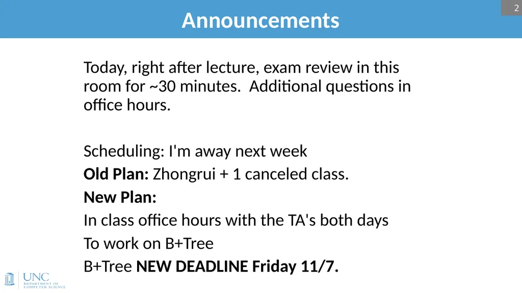 Lecture 15: Query Optimization 1 Announcements - slide 2 of 49