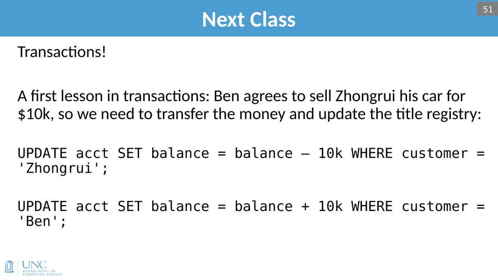 Lecture 15: Query Optimization 1 Announcements - slide 49 of 49
