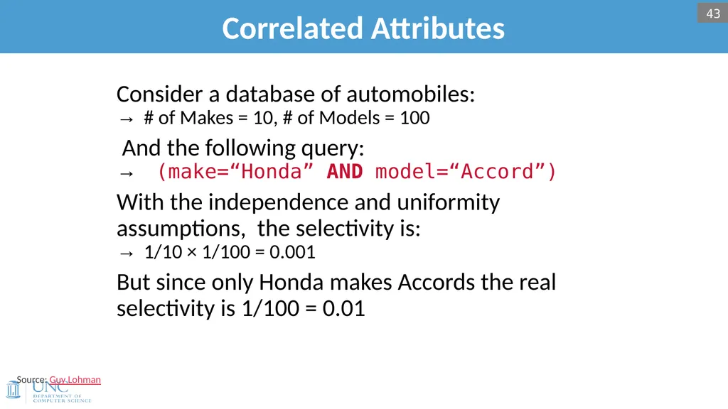 Lecture 15: Query Optimization 1 Announcements - slide 41 of 49