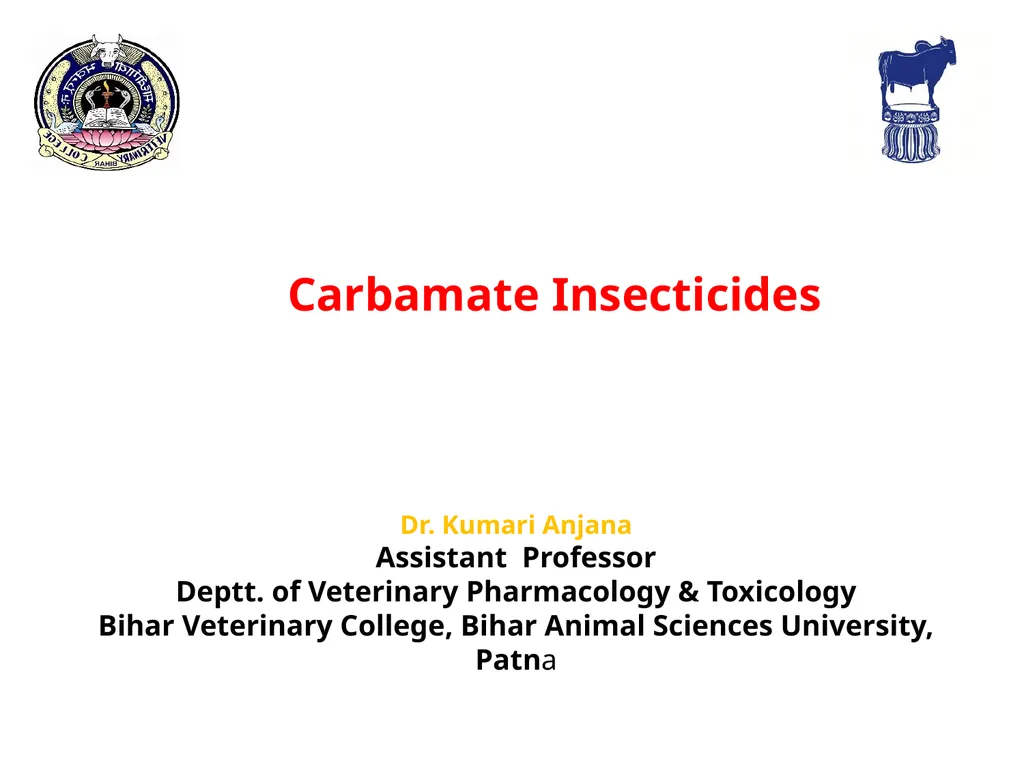 Carbamate Insecticides Dr. Kumari Anjana Assistant - slide 1 of 13