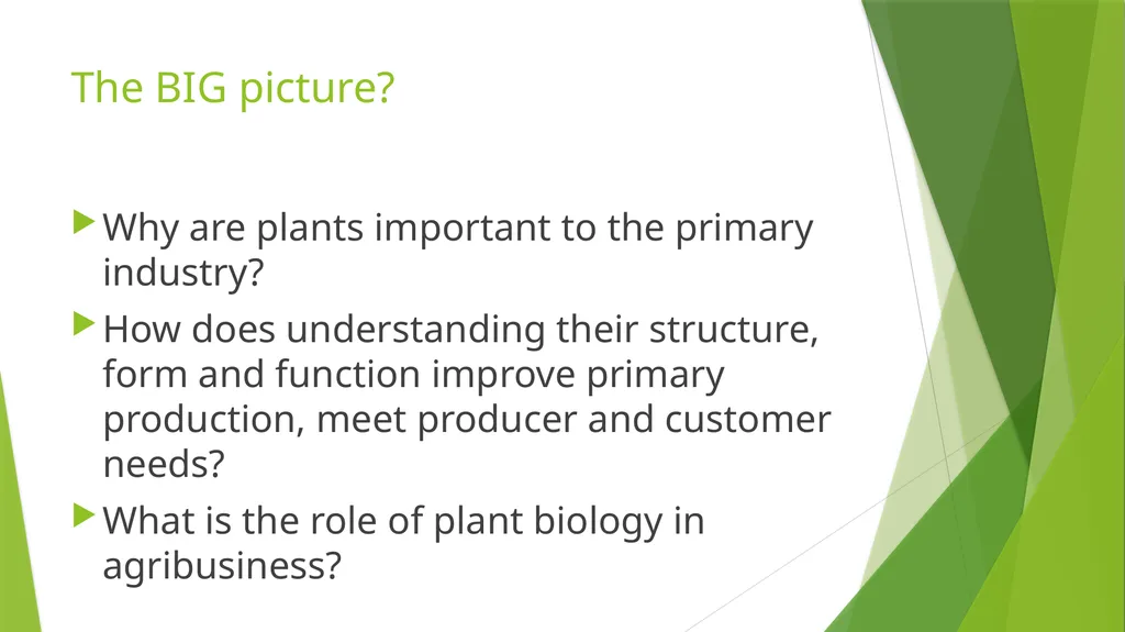 The Role of Plant Biology in Agribusiness. Level 2 - slide 2 of 83
