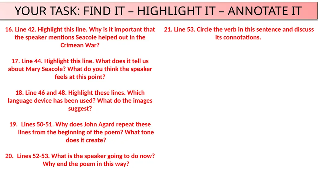 AQA ‘POWER AND CONFLICT’ POETRY ‘CHECKING OUT ME - slide 10 of 18