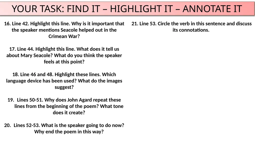 AQA ‘POWER AND CONFLICT’ POETRY ‘CHECKING OUT ME - slide 18 of 18