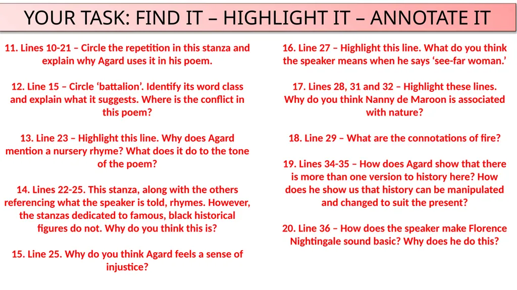 AQA ‘POWER AND CONFLICT’ POETRY ‘CHECKING OUT ME - slide 9 of 18