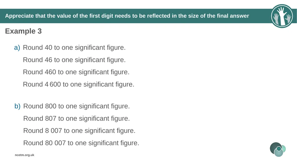 Rounding integers to significant figures (from 1.1 - slide 20 of 47