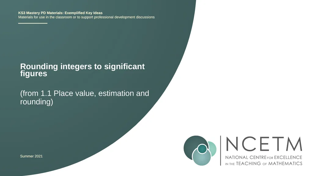 Rounding integers to significant figures (from 1.1 - slide 1 of 47