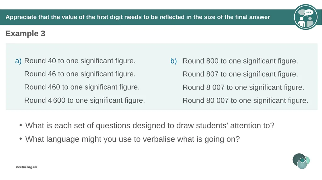 Rounding integers to significant figures (from 1.1 - slide 21 of 47