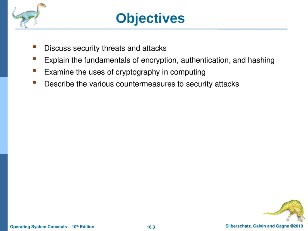 Chapter 16: Security Chapter 16: Security The - slide 3 of 58