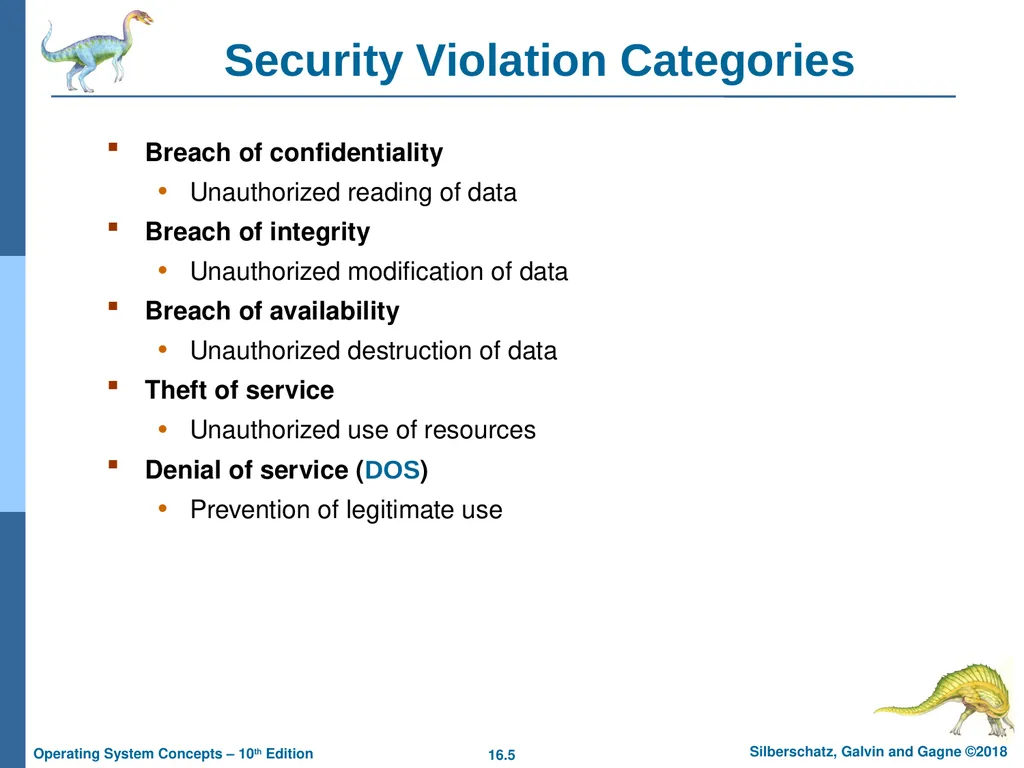 Chapter 16: Security Chapter 16: Security The - slide 5 of 58