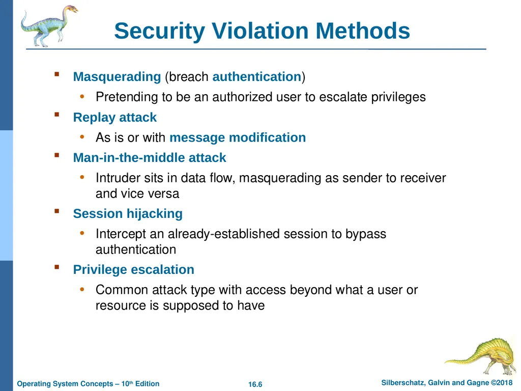 Chapter 16: Security Chapter 16: Security The - slide 6 of 58