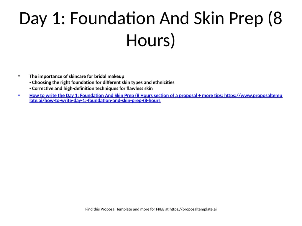 Makeup Training Proposal Template Learn more about - slide 6 of 15