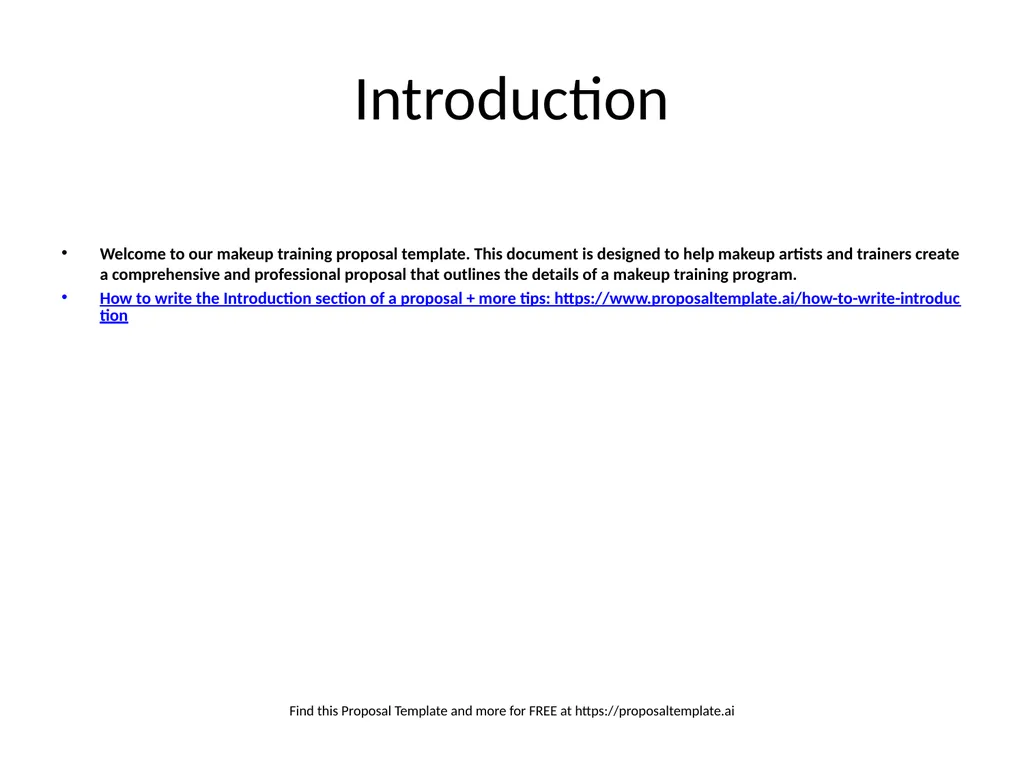 Makeup Training Proposal Template Learn more about - slide 2 of 15