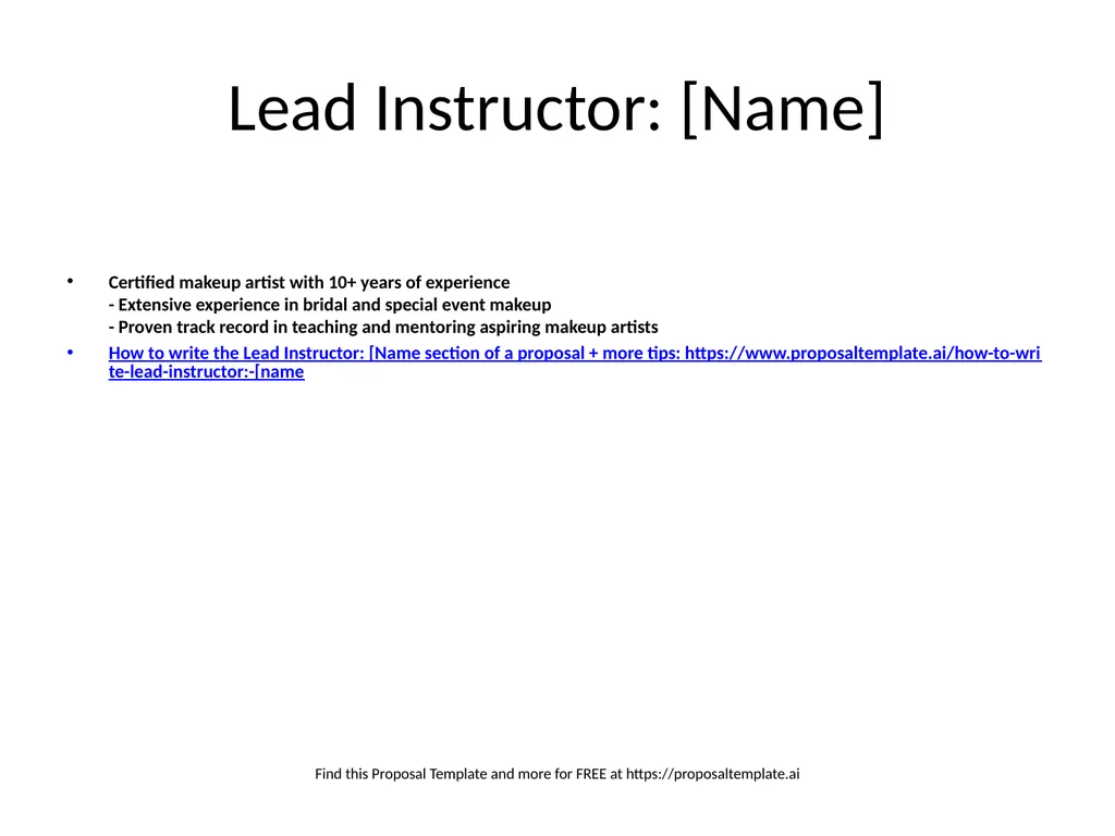 Makeup Training Proposal Template Learn more about - slide 11 of 15