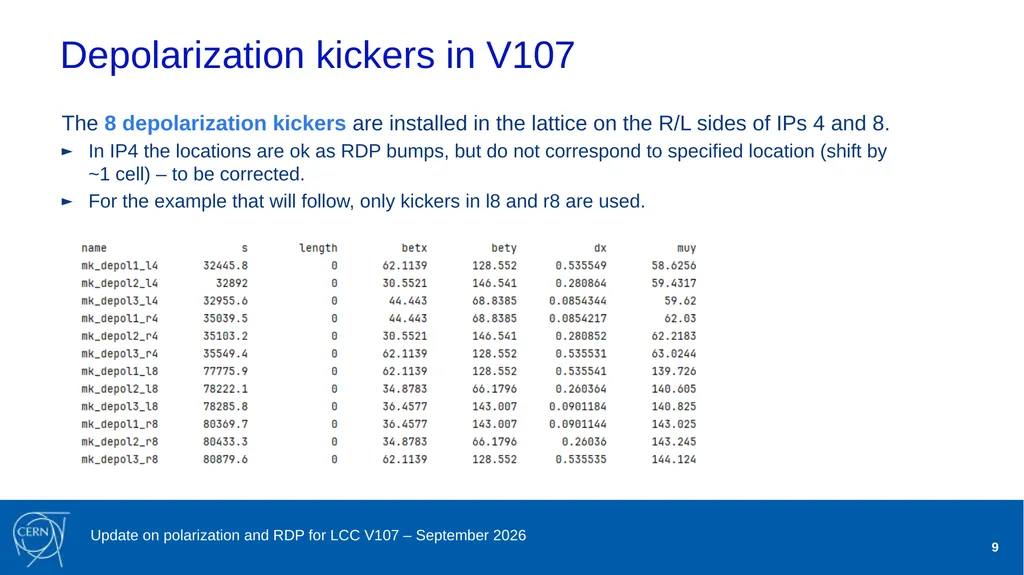 Jorg Wenninger Update on polarization and RDP for - slide 9 of 22