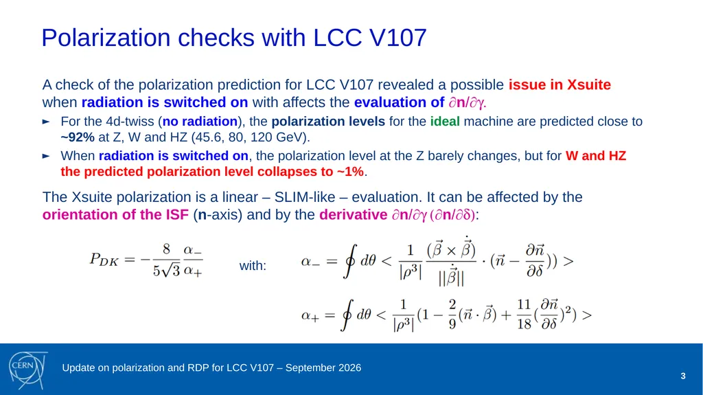 Jorg Wenninger Update on polarization and RDP for - slide 3 of 22