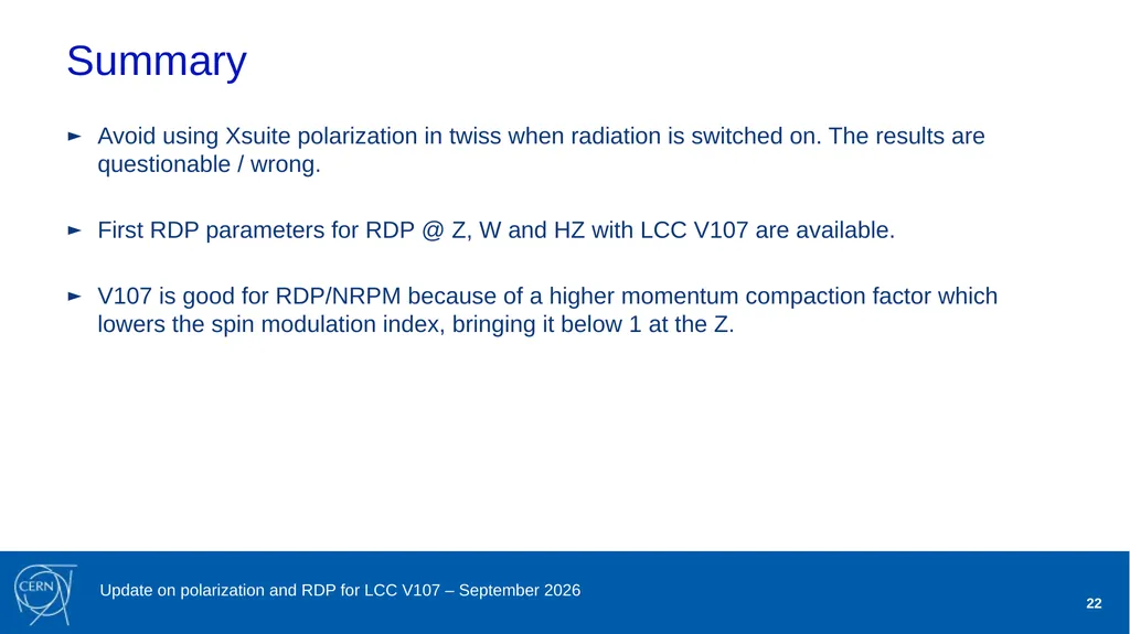 Jorg Wenninger Update on polarization and RDP for - slide 22 of 22