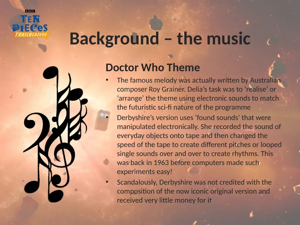 Delia Derbyshire Doctor Who Theme (original theme - slide 9 of 26