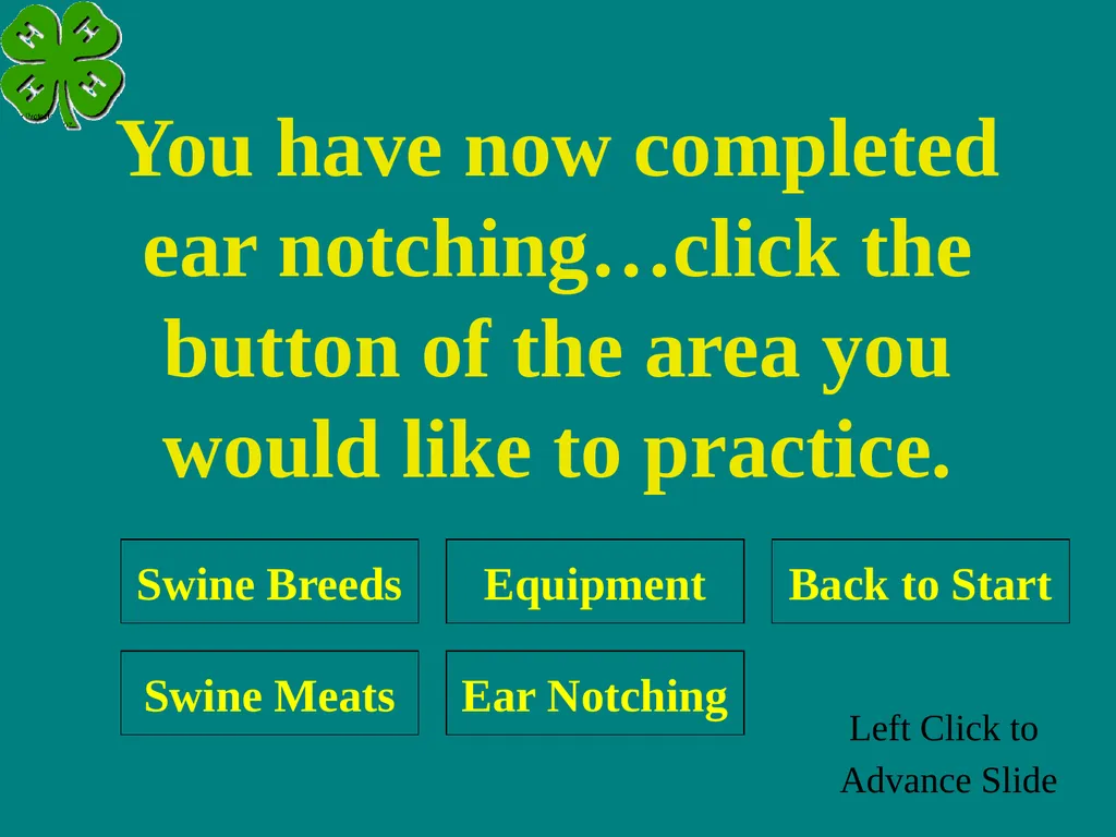 Swine Skillathon Practice Left Click to Advance - slide 119 of 123