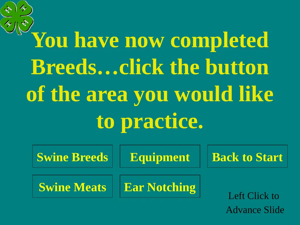 Swine Skillathon Practice Left Click to Advance - slide 38 of 123
