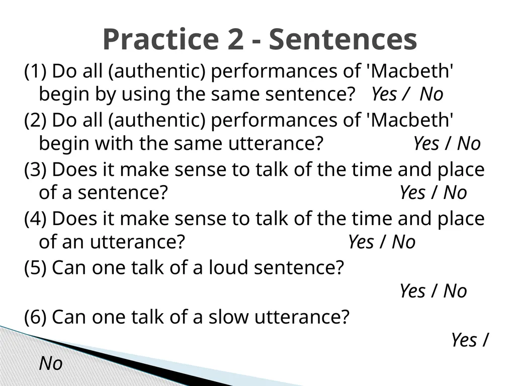 Semantics Unit 2 Sentences, Utterances, - slide 5 of 9