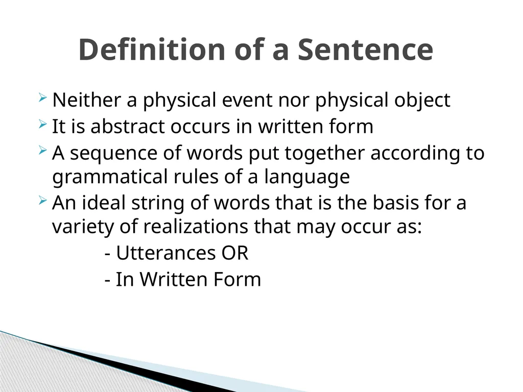 Semantics Unit 2 Sentences, Utterances, - slide 4 of 9