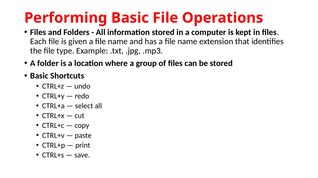 PART A 4. ICT Skills Basic Computer Operations ICT - slide 6 of 12