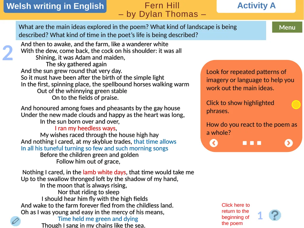 Choose a task Choose a task based on the poem. - slide 3 of 8