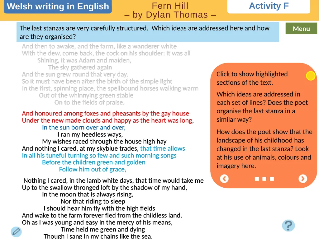 Choose a task Choose a task based on the poem. - slide 8 of 8