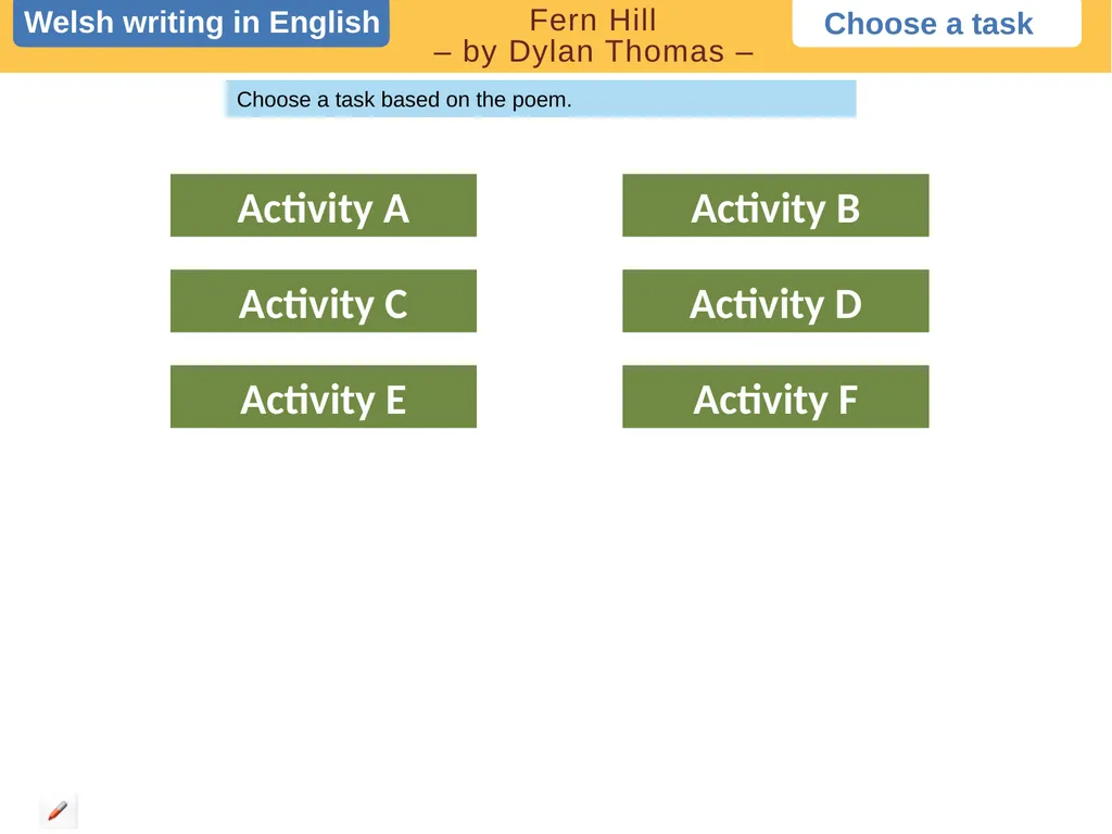 Choose a task Choose a task based on the poem. - slide 1 of 8