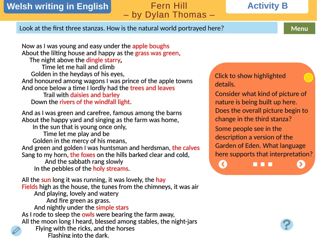 Choose a task Choose a task based on the poem. - slide 4 of 8