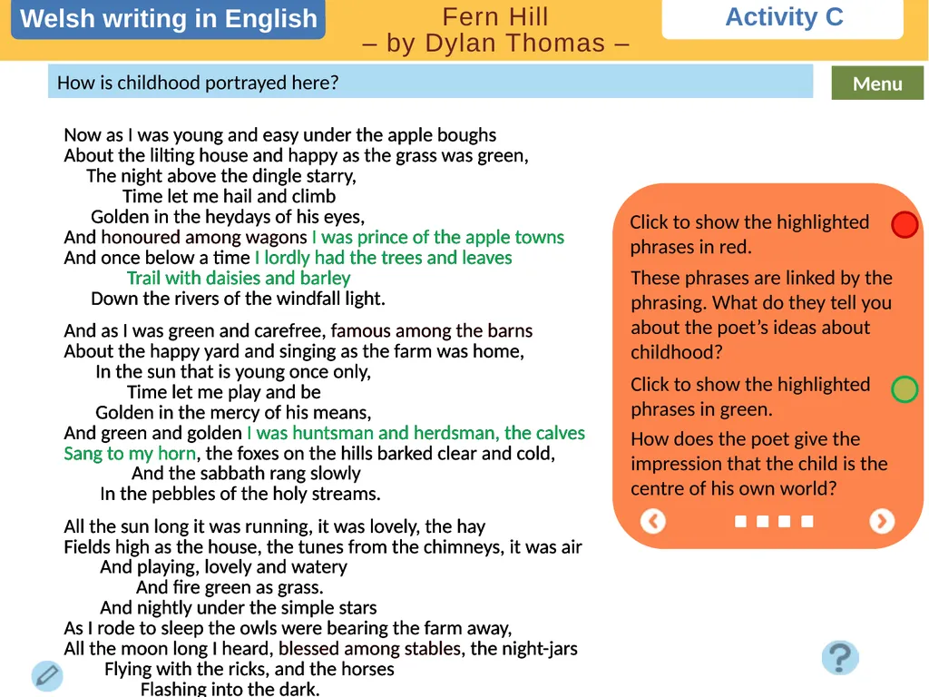 Choose a task Choose a task based on the poem. - slide 5 of 8