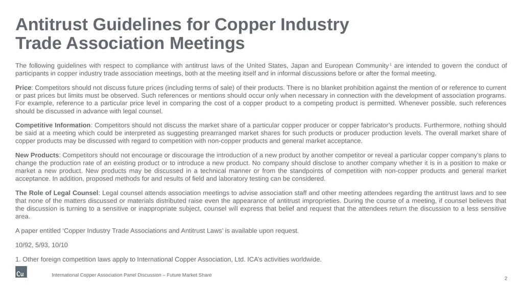 International Copper Association Panel Discussion - slide 2 of 7