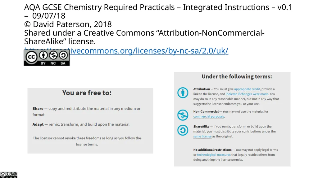 AQA GCSE Chemistry Required Practicals – - slide 1 of 14