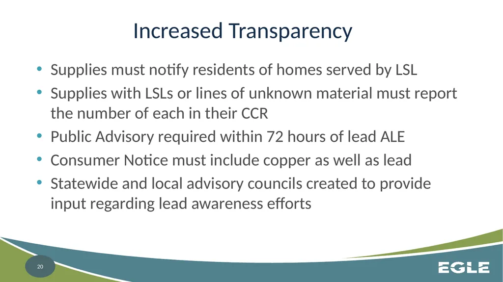Michigan Revised Lead and Copper Rule CWS - slide 20 of 26