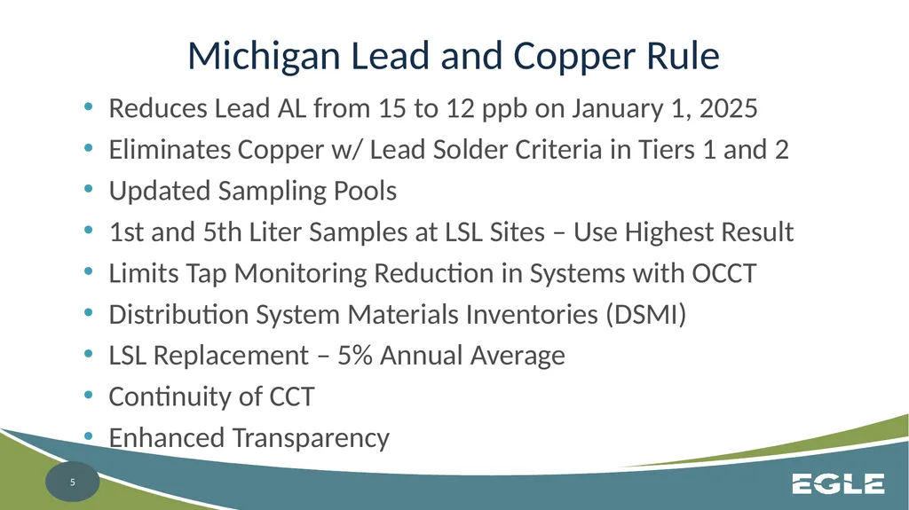 Michigan Revised Lead and Copper Rule CWS - slide 5 of 26