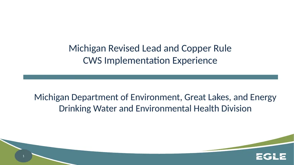 Michigan Revised Lead and Copper Rule CWS - slide 1 of 26