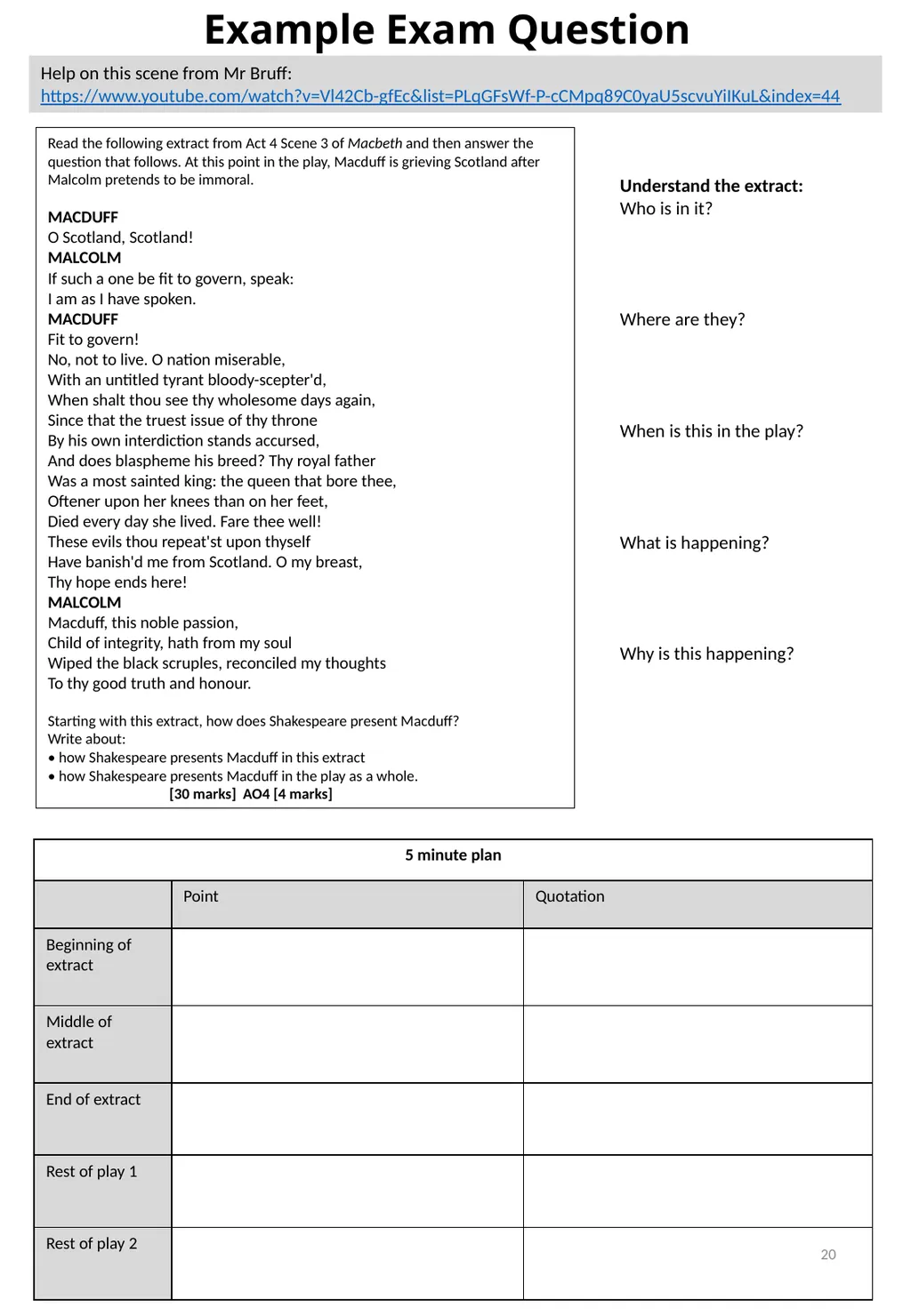 Year 11 Macbeth Revision Booklet Name: Teacher’s - slide 20 of 53