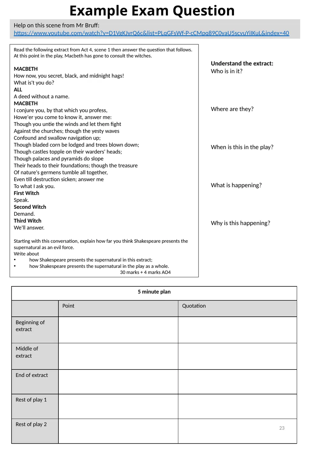 Year 11 Macbeth Revision Booklet Name: Teacher’s - slide 23 of 53