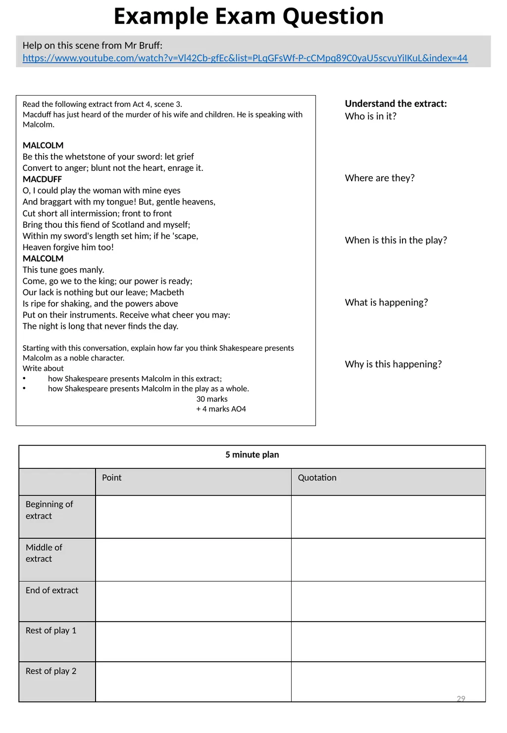 Year 11 Macbeth Revision Booklet Name: Teacher’s - slide 29 of 53