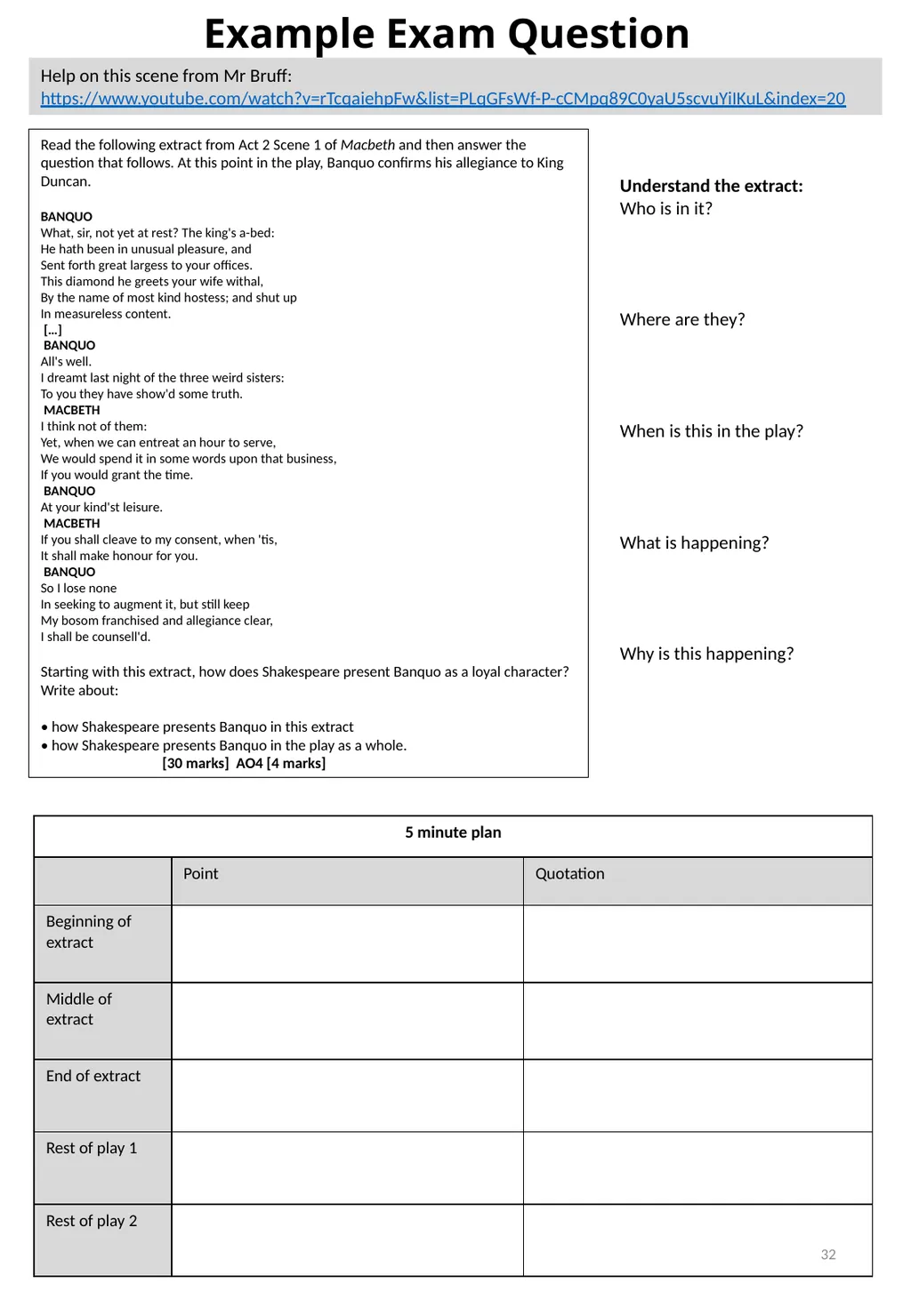 Year 11 Macbeth Revision Booklet Name: Teacher’s - slide 32 of 53