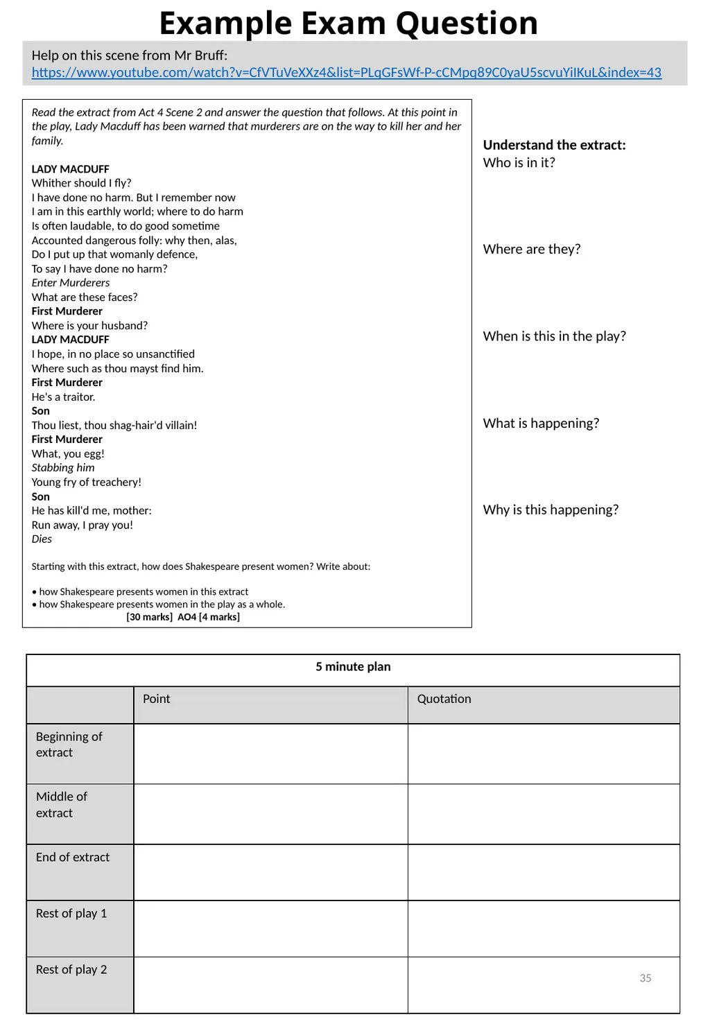 Year 11 Macbeth Revision Booklet Name: Teacher’s - slide 35 of 53