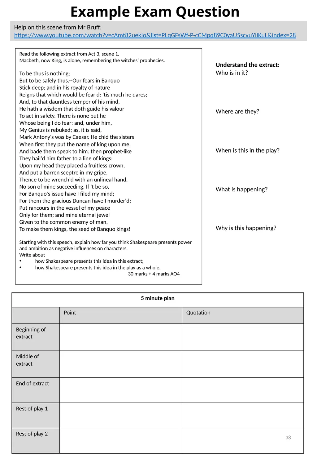 Year 11 Macbeth Revision Booklet Name: Teacher’s - slide 38 of 53
