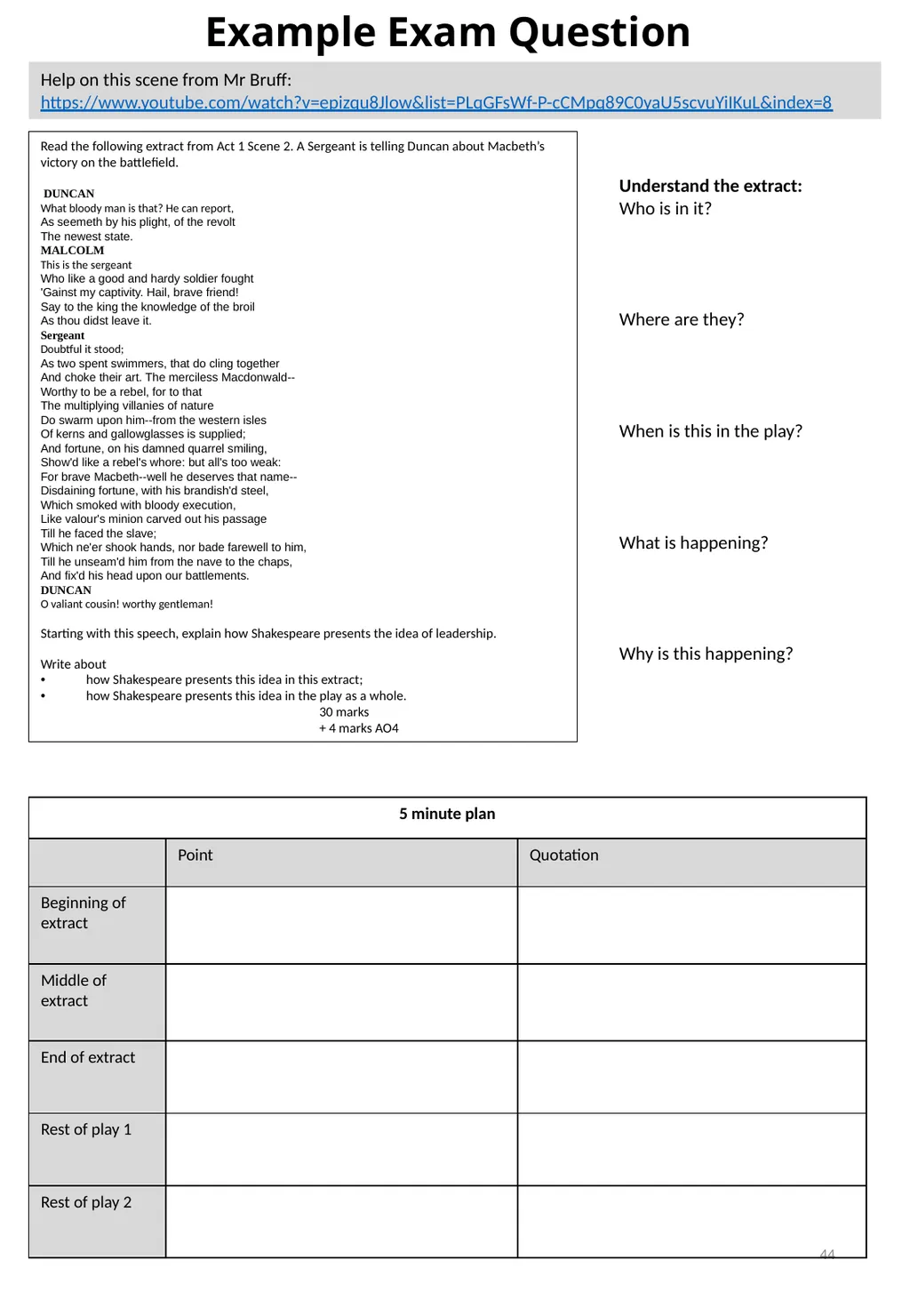 Year 11 Macbeth Revision Booklet Name: Teacher’s - slide 44 of 53